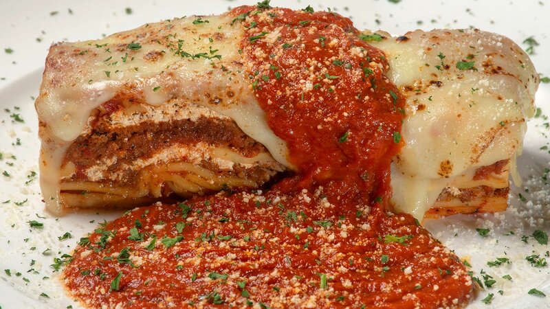 Closeup view of lasagna entree